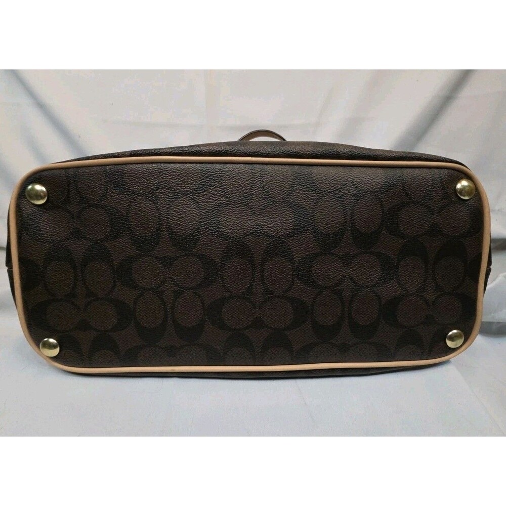 Coach Signature Peyton Cora Domed Satchel Bag Brown Coated Canvas F26184 - Picture 9 of 16